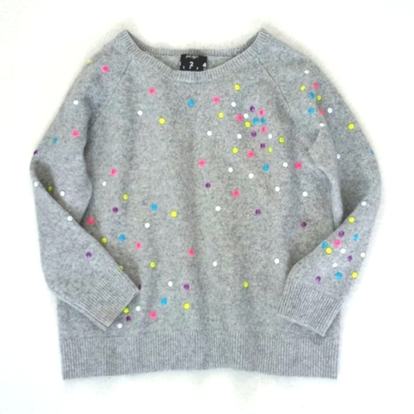 Lord & Taylor 424 Fifth Women's Grey Cashmere/ Wool Blend "Button" Sweater L - Picture 5 of 17